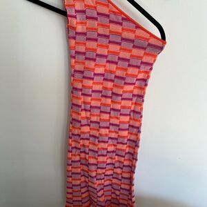 Gimaguas Vibrant Knit Dress in Orange and Purple